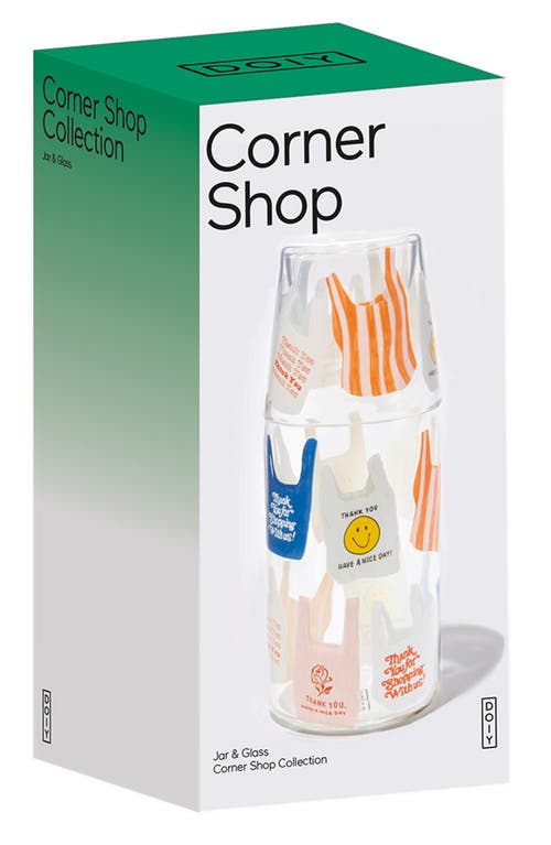 Doiy Thank You Bag Painted Glass Jar & Cup Set In Multi
