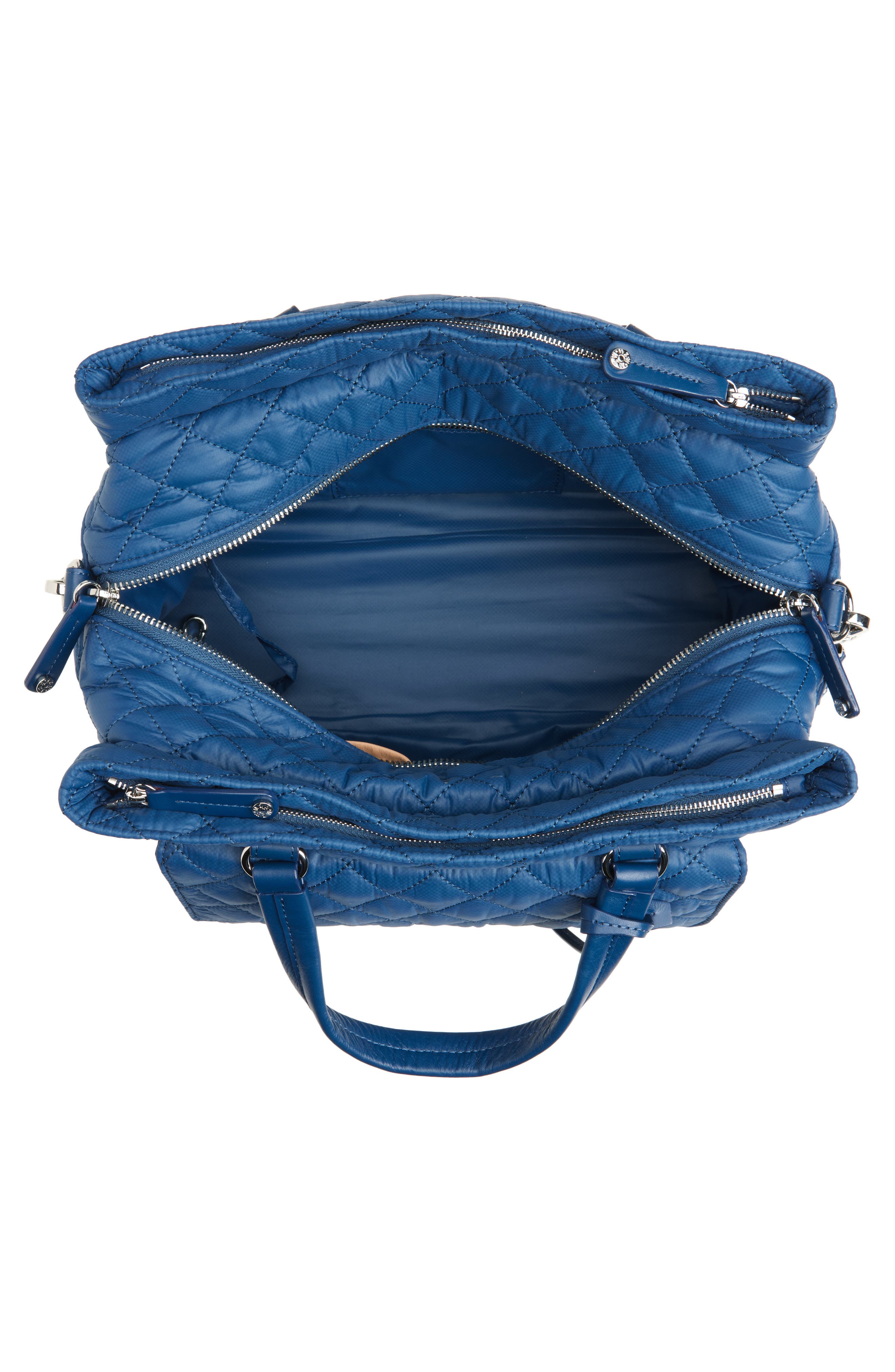 MZ Wallace Crosby Lock Quilted Nylon Satchel, Alternate, color, French Blue