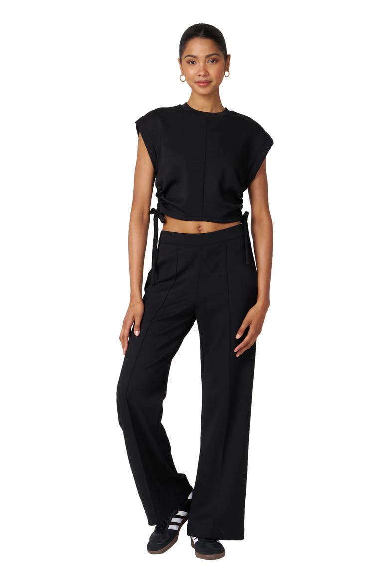 Nadine Scuba Knit Shirring Top, Main, color, Black
