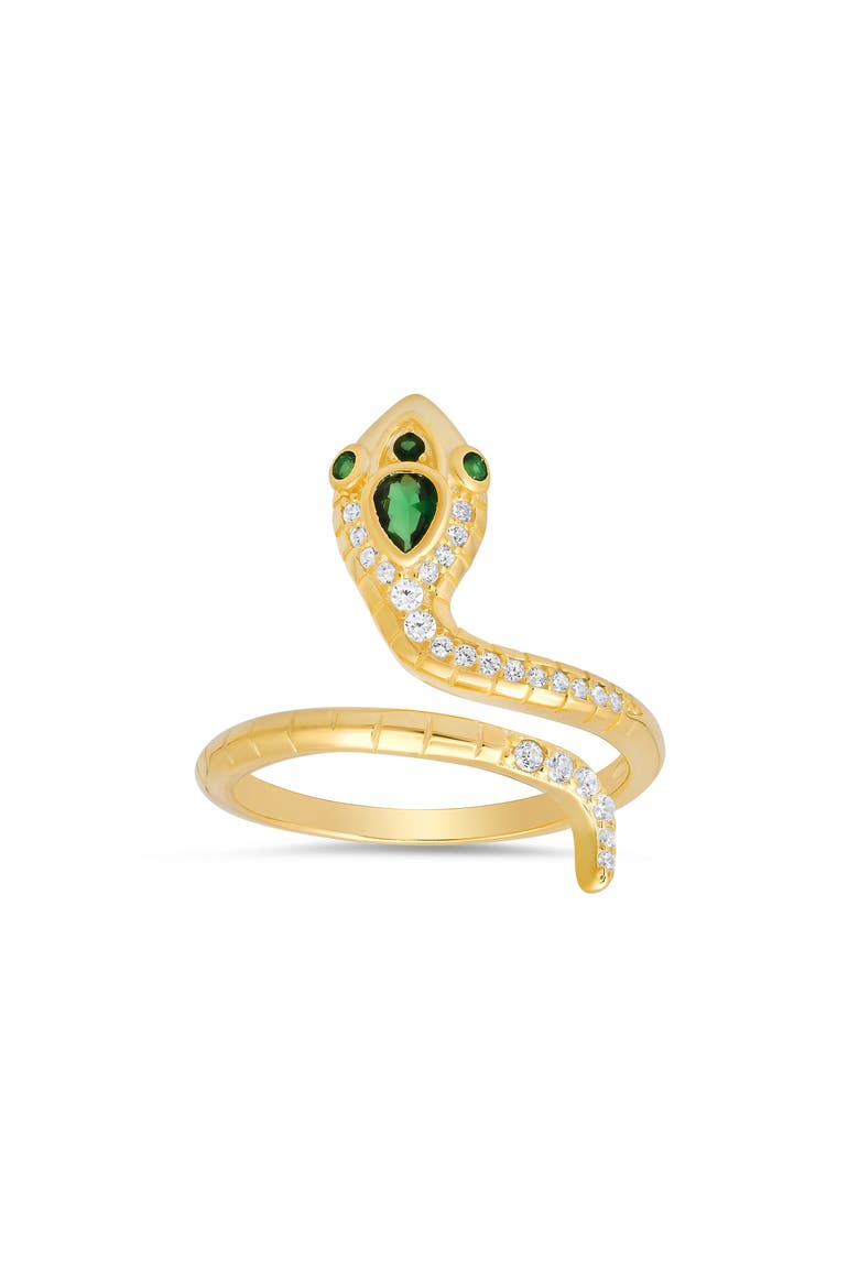 Sterling Silver CZ Snake Coil Ring, Main, color, GOLD