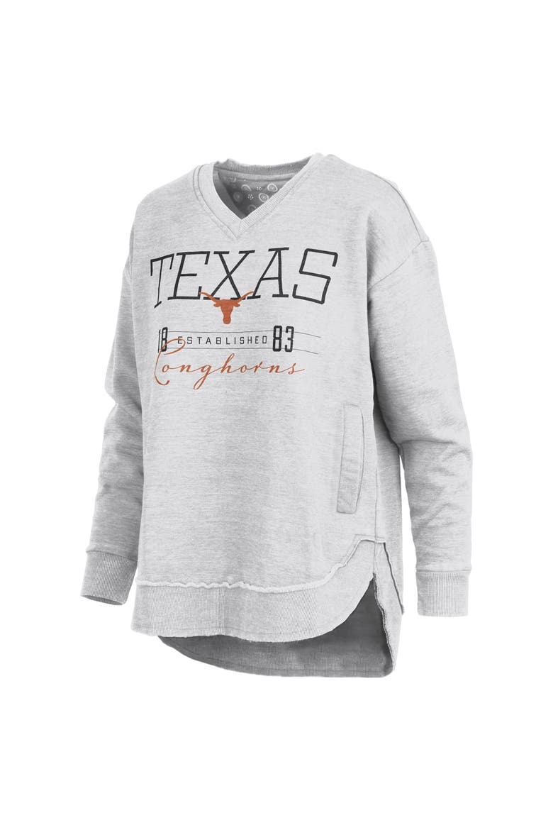 Women's Pressbox  Heather Gray Texas Longhorns Marcus East Hall Poncho V-Neck Sweatshirt, Alternate, color, Heather Gray
