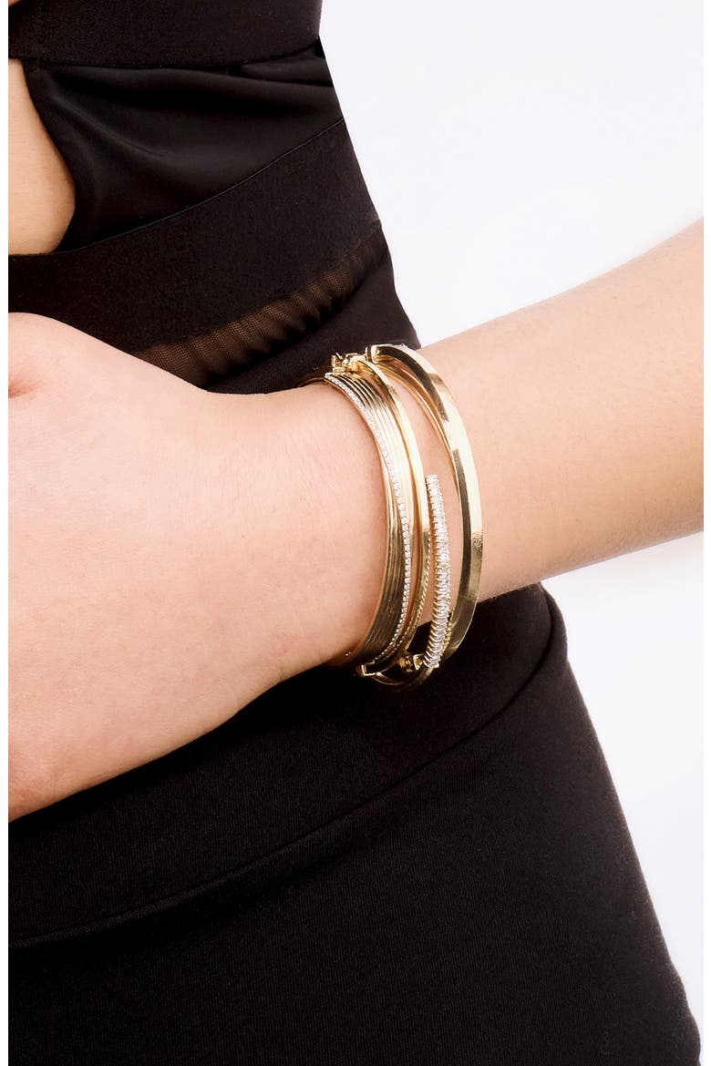 14K Gold Baguette Cut Diamond Bypass Bangle Bracelet, Alternate, color, YELLOW GOLD