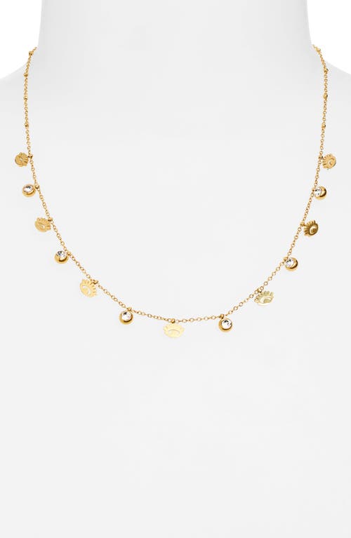 Area Stars Evil Eye & Crystal Charm Necklace In Gold