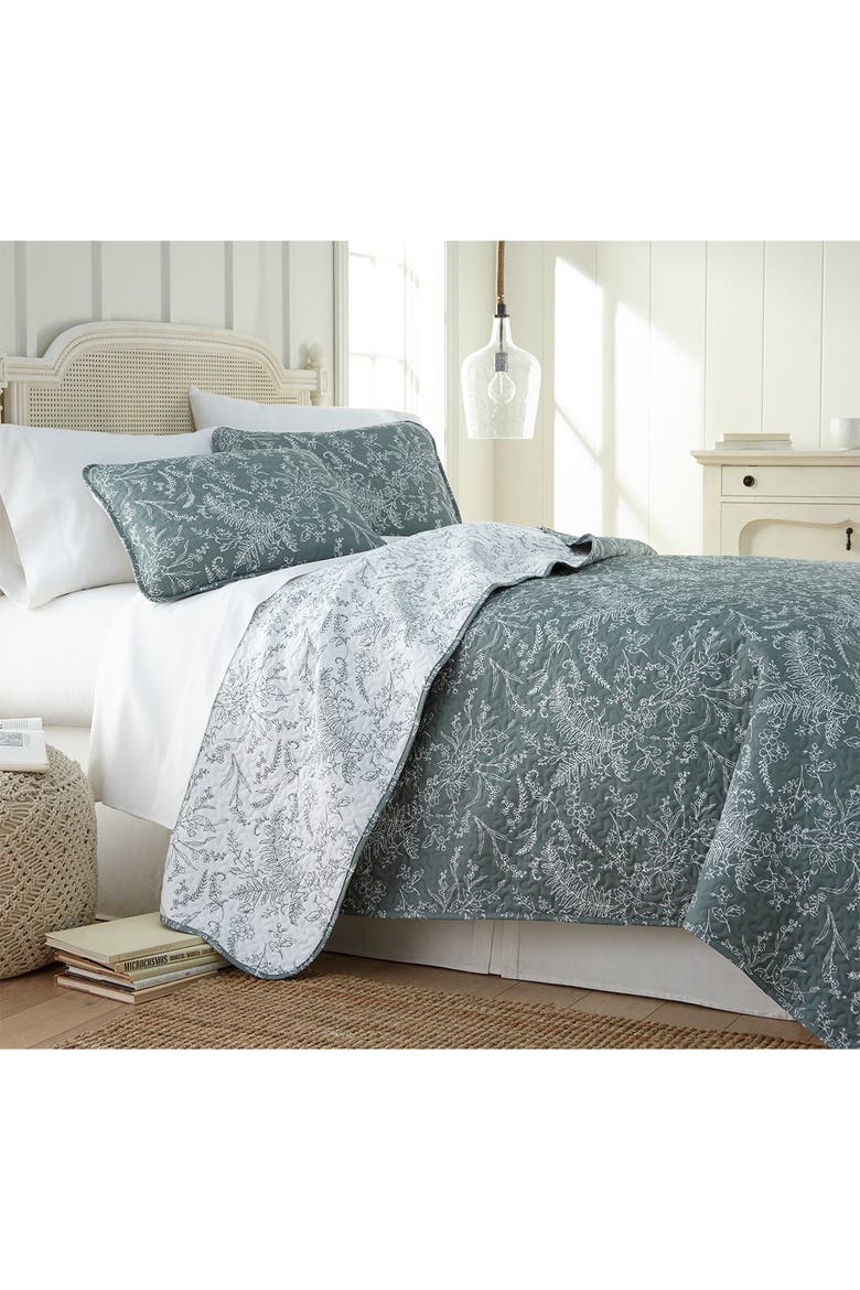 Winter Brush Reversible Quilt Set, Main, color, TEAL