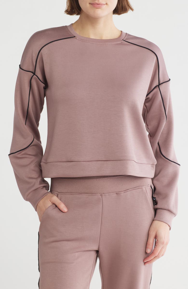 Jessica Simpson Contrast Piping Soft Luxe Sweatshirt, Main, color, 