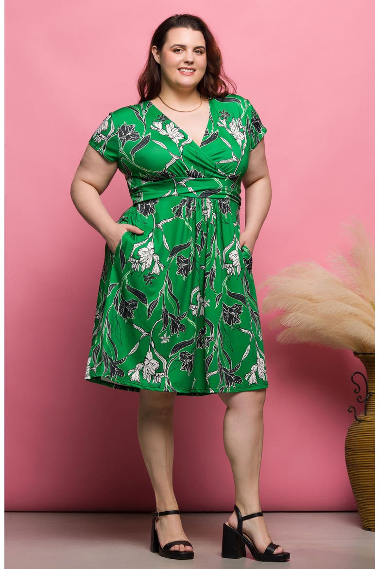 Floral Knit Dress, Alternate, color, GREEN MULTI
