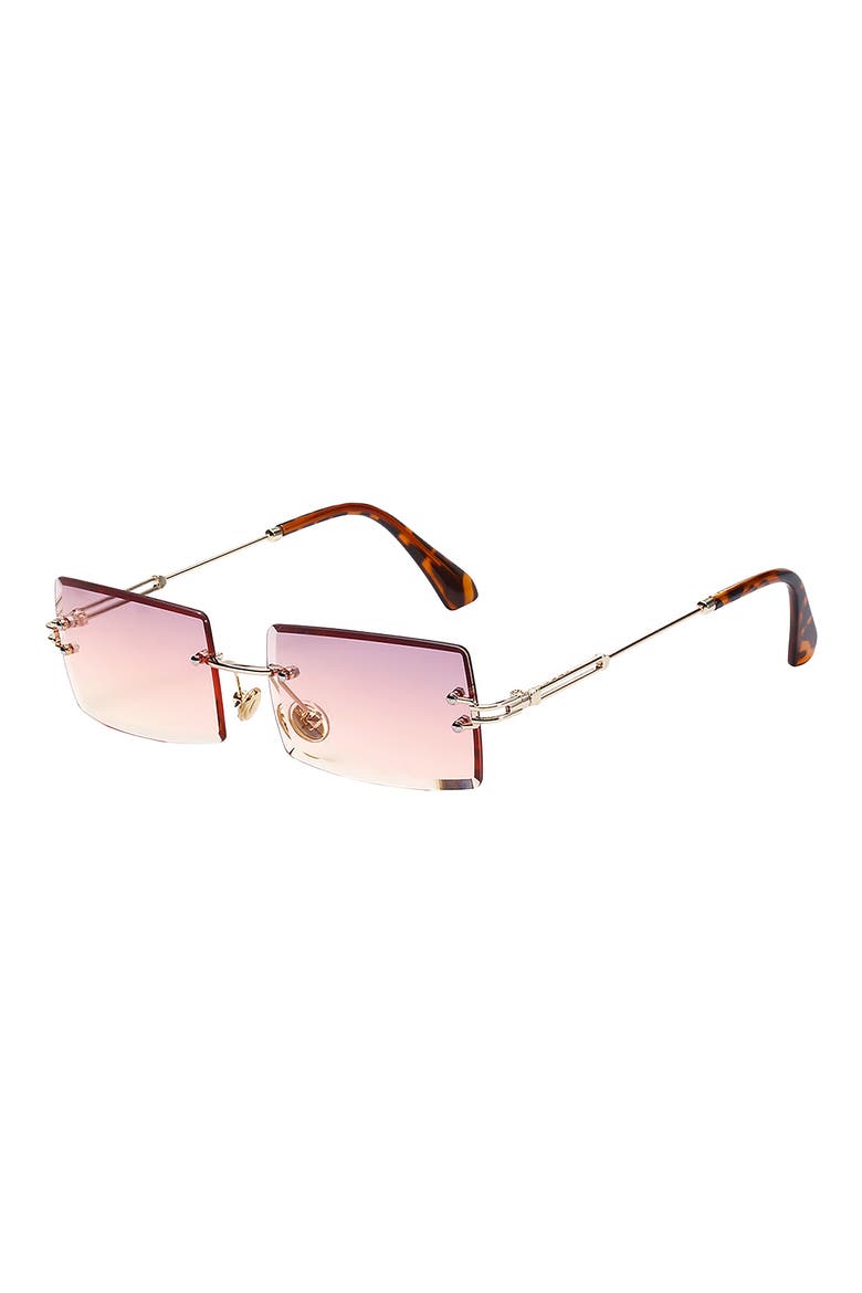 Miami 58mm Rectangle Sunglasses, Main, color, GOLD/ PINK