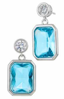 SAVVY CIE JEWELS Aqua Cubic Zirconia Drop Earrings