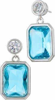 SAVVY CIE JEWELS Aqua Cubic Zirconia Drop Earrings