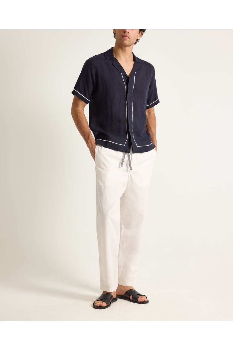 Maitan Linen Relaxed-Fit Shirt, Main, color, Night Iris/White Sand