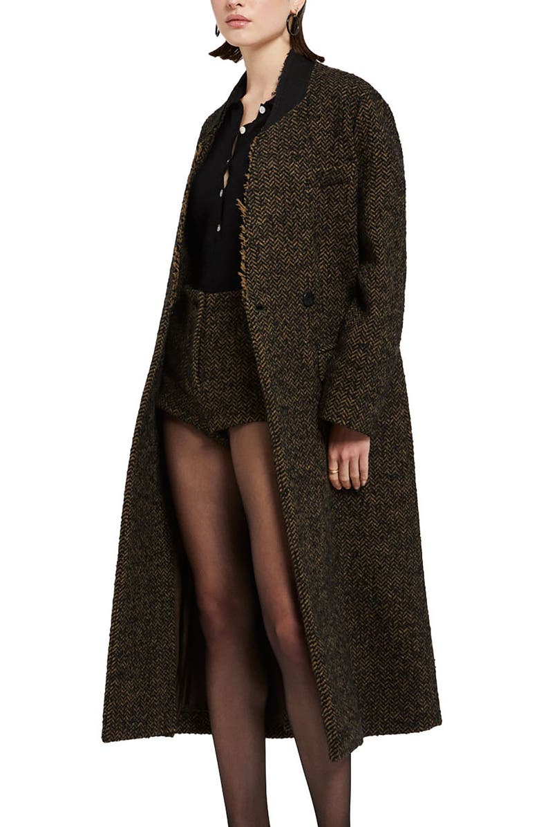 ottod'Ame Tweed Double-Breasted Coat, Main, color, Brown
