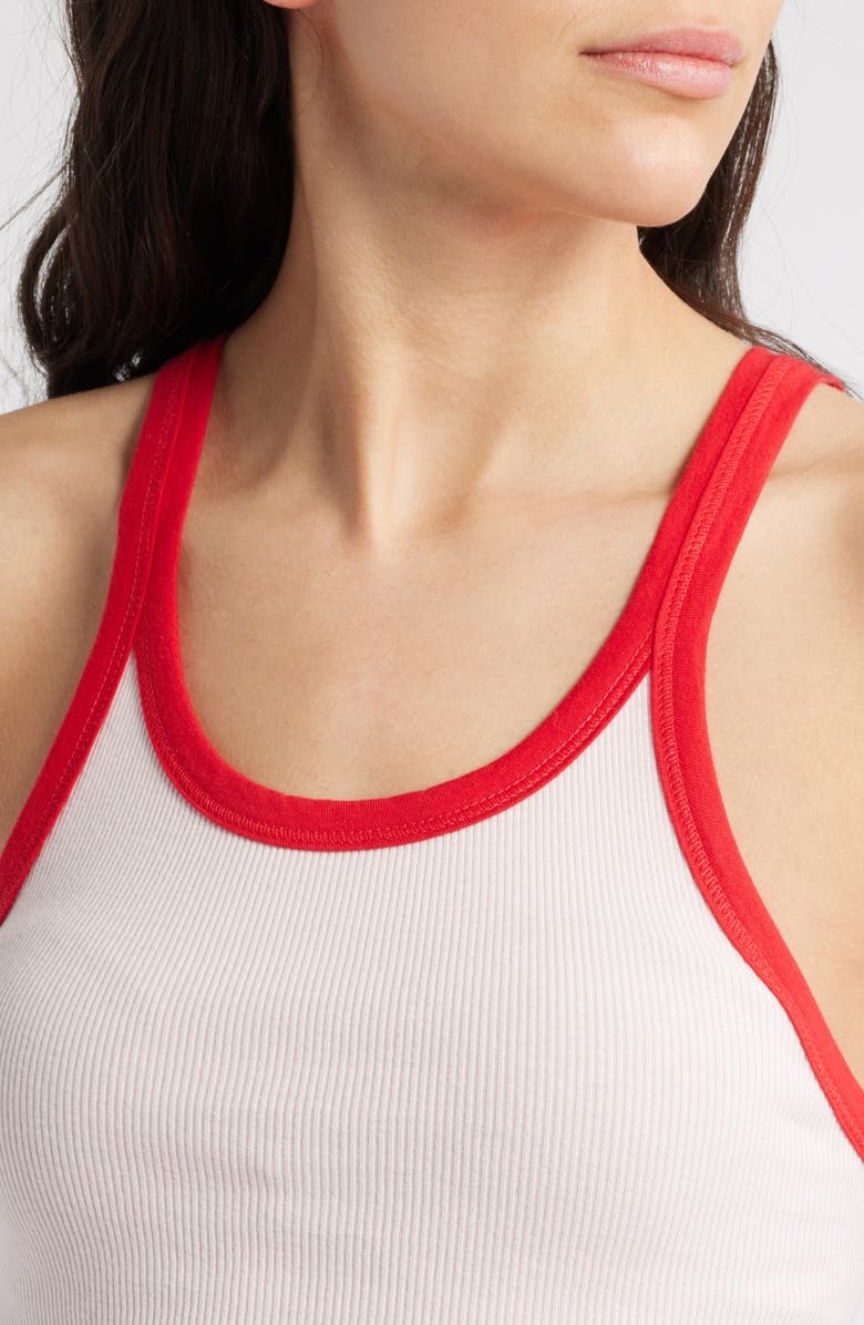 Re/Done Rib Cotton Tank, Alternate, color, Dahlia With Ruby