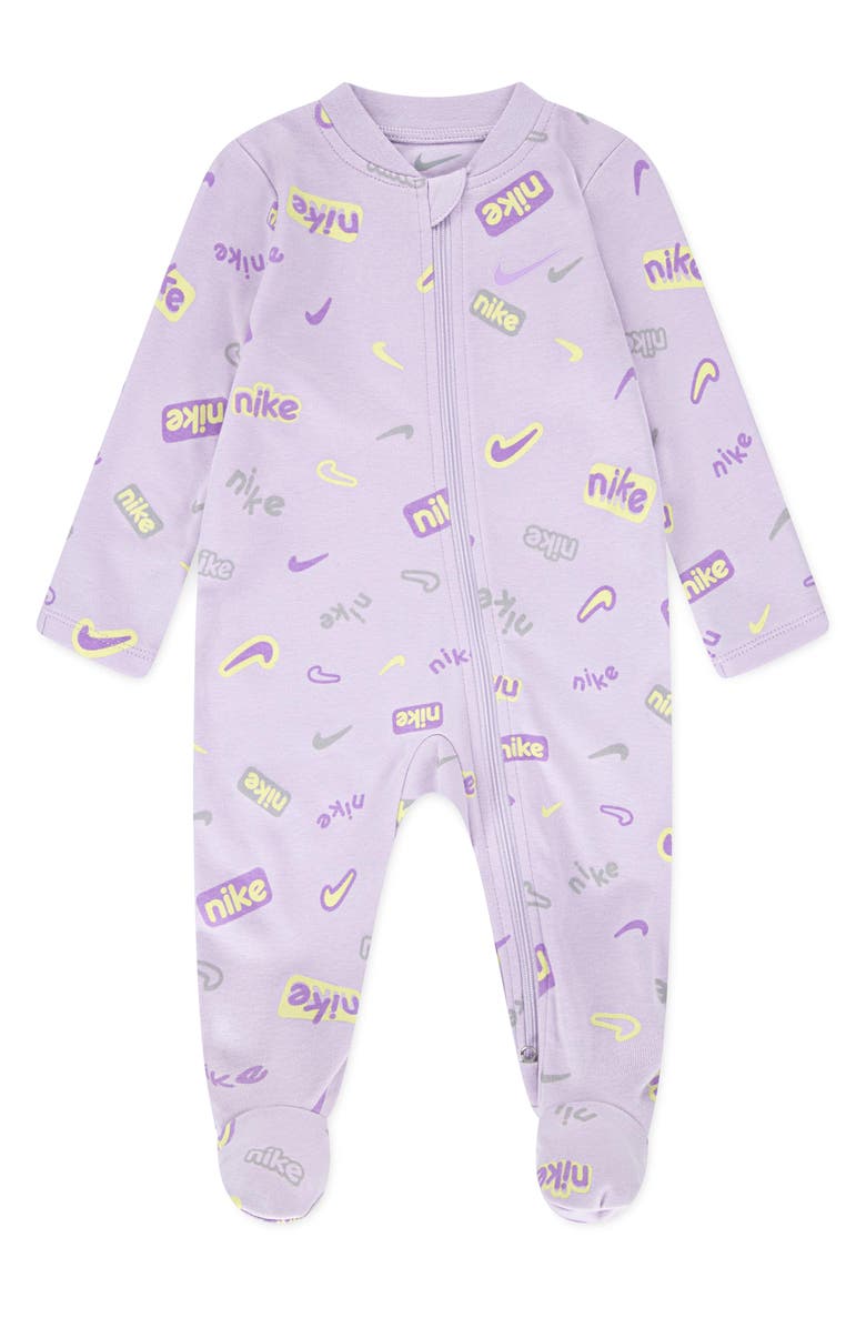 Nike Logo Print Zip Footie, Main, color, Doll