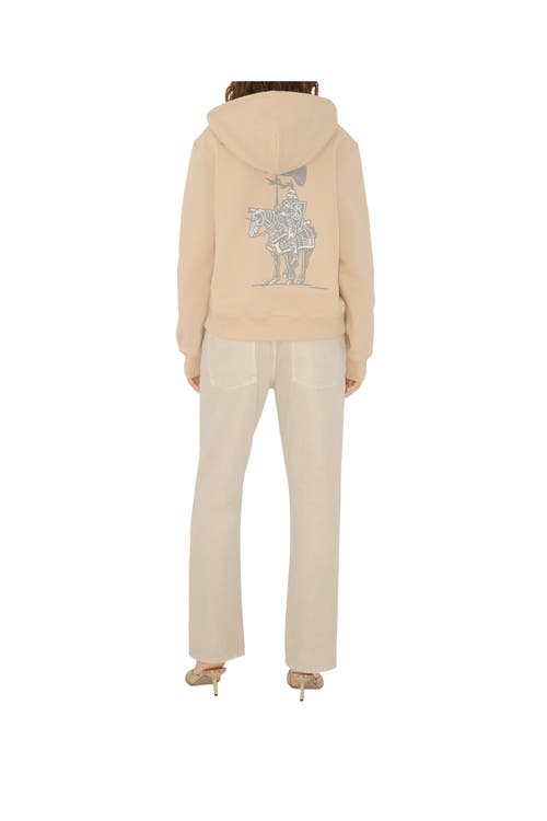 Burberry Beige Cotton Hoodie With Knight Illustration In Teacup