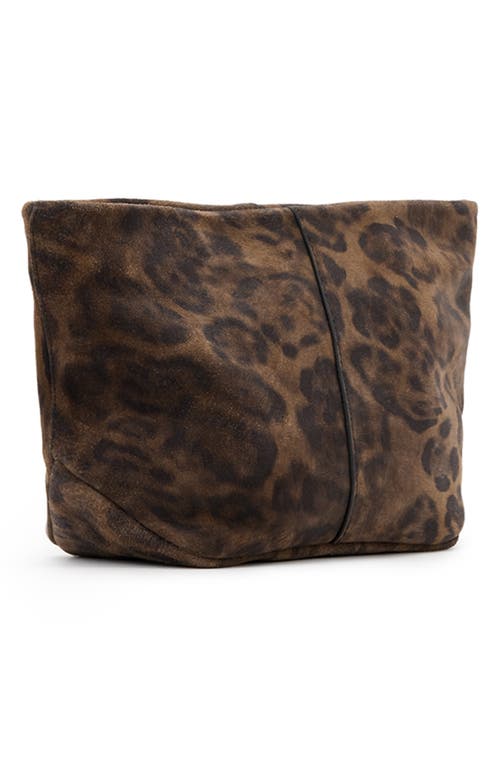 Allsaints Hex Leopard Suede East/west Pouch In Brown