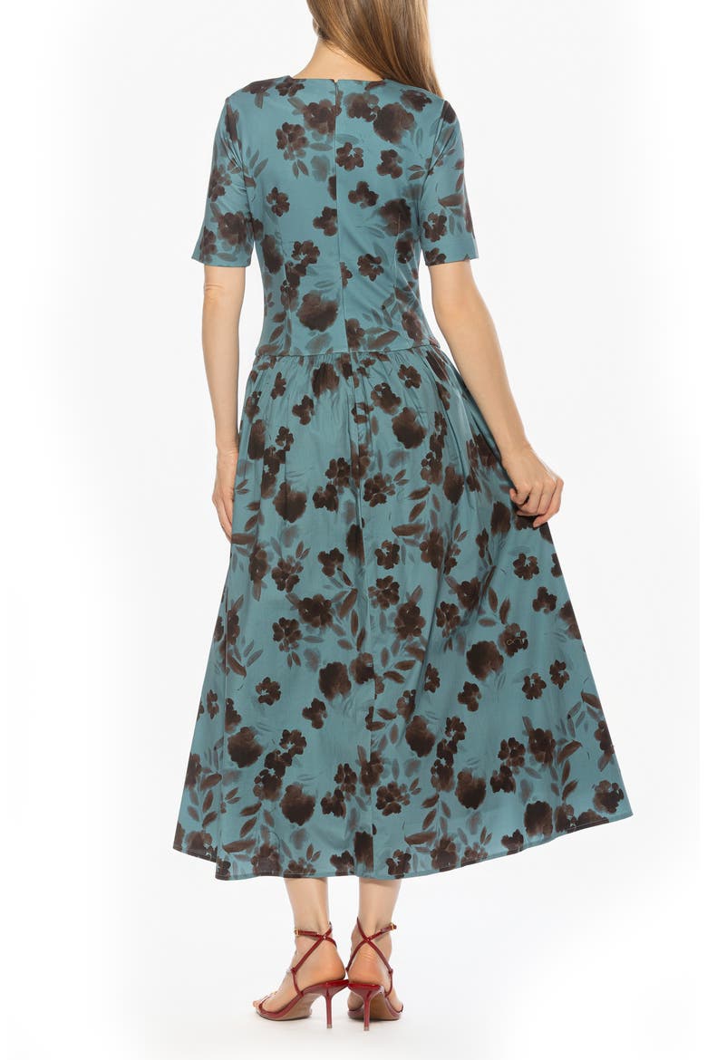 Rowan Crewneck Midi Dress, Alternate, color, BLUE FLORAL