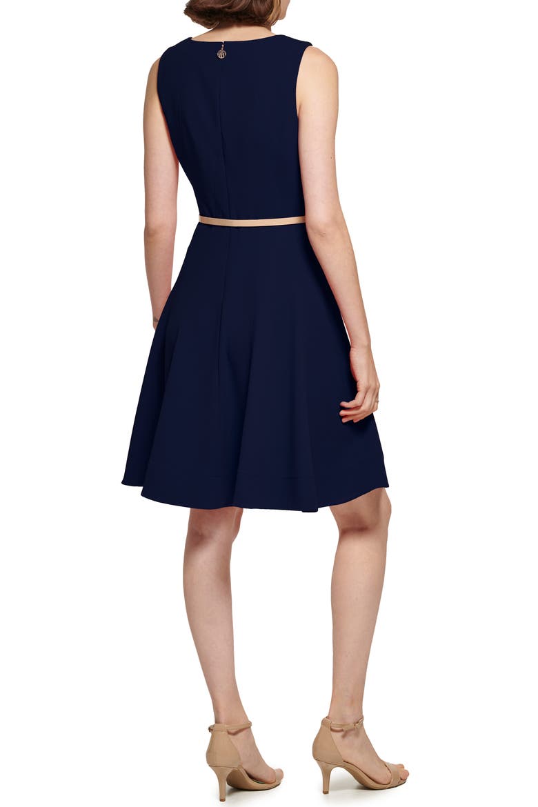 Sleeveless Scuba Crepe Dress, Alternate, color, SKY CAPTAIN