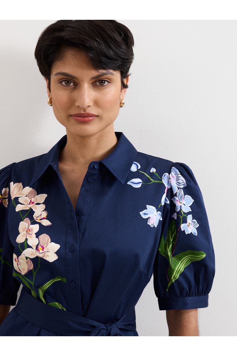 Kerrie Floral Shirt Dress, Alternate, color, Navy