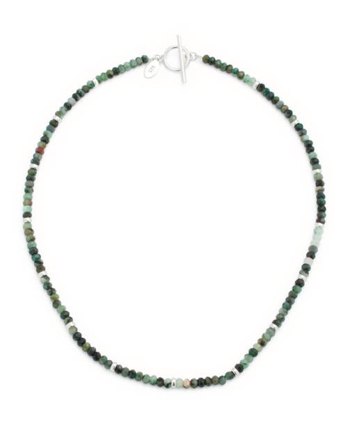 Jan Leslie Gemstone Beaded Necklace With Sterling Silver Lobster Closure In Green