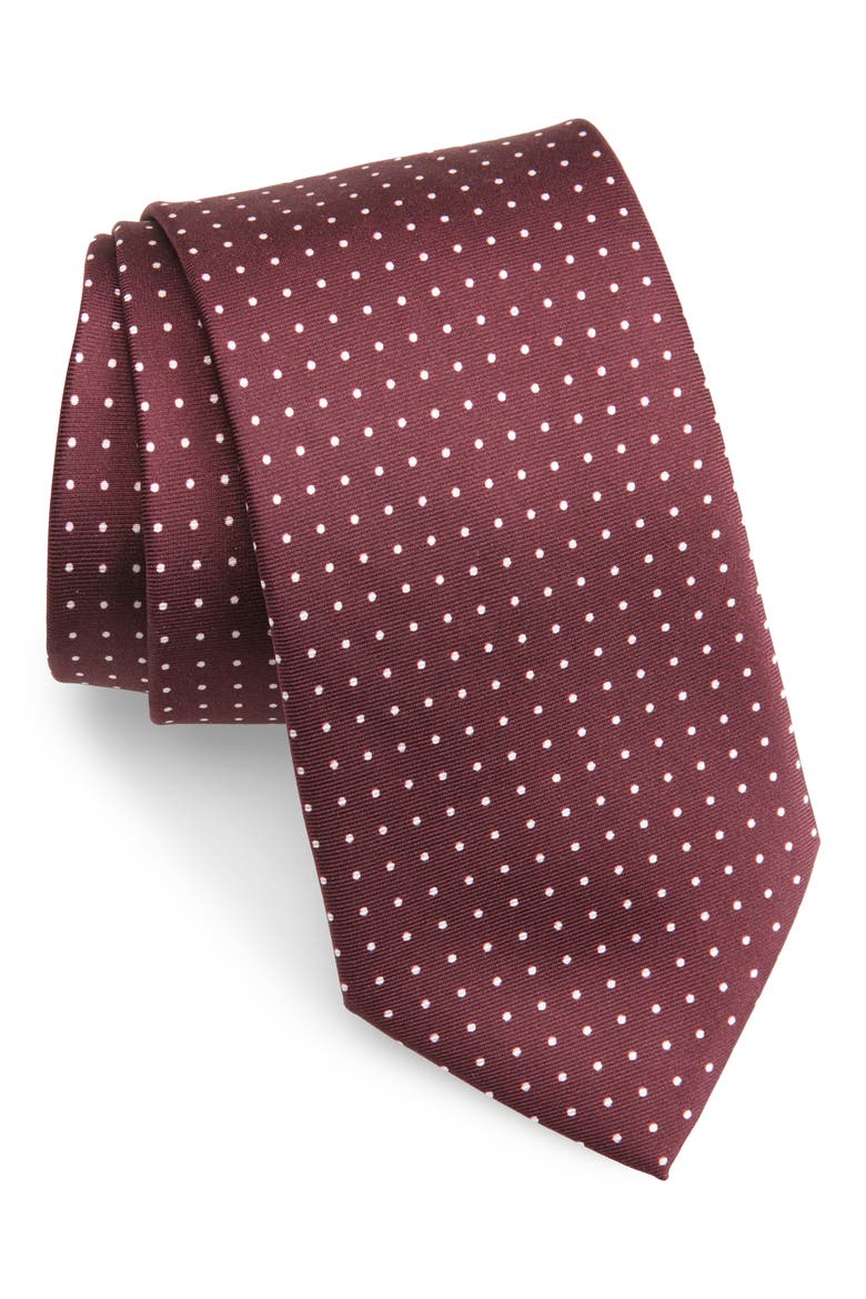 Polka Dot Silk Tie, Main, color, MAROON