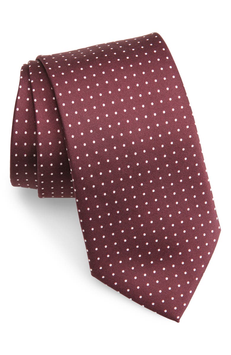 CLIFTON WILSON Polka Dot Silk Tie, Main, color, Maroon