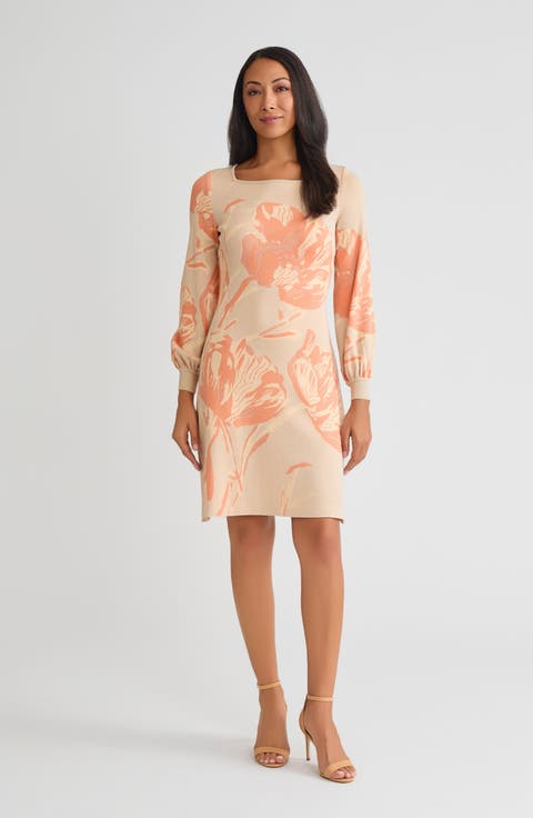 Floral A-Line Burnout Soft Knit Dress