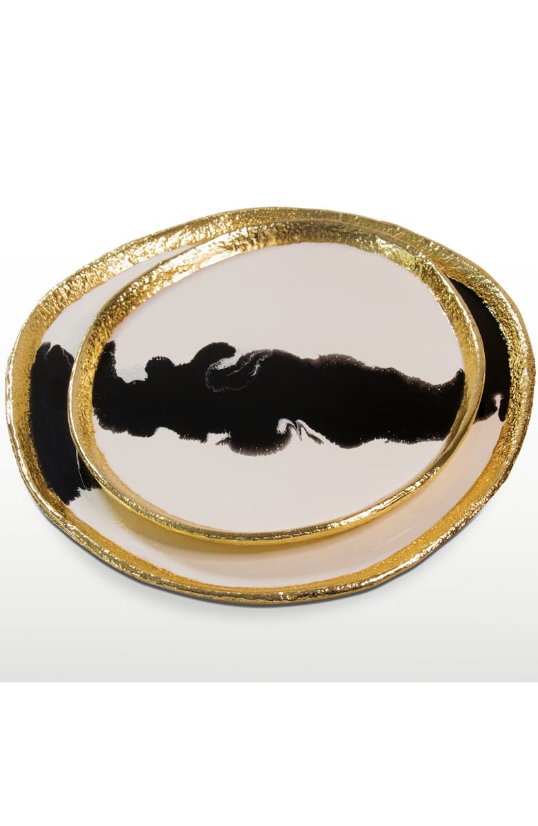 Lunares Bianco Nero Platter, Alternate, color, White