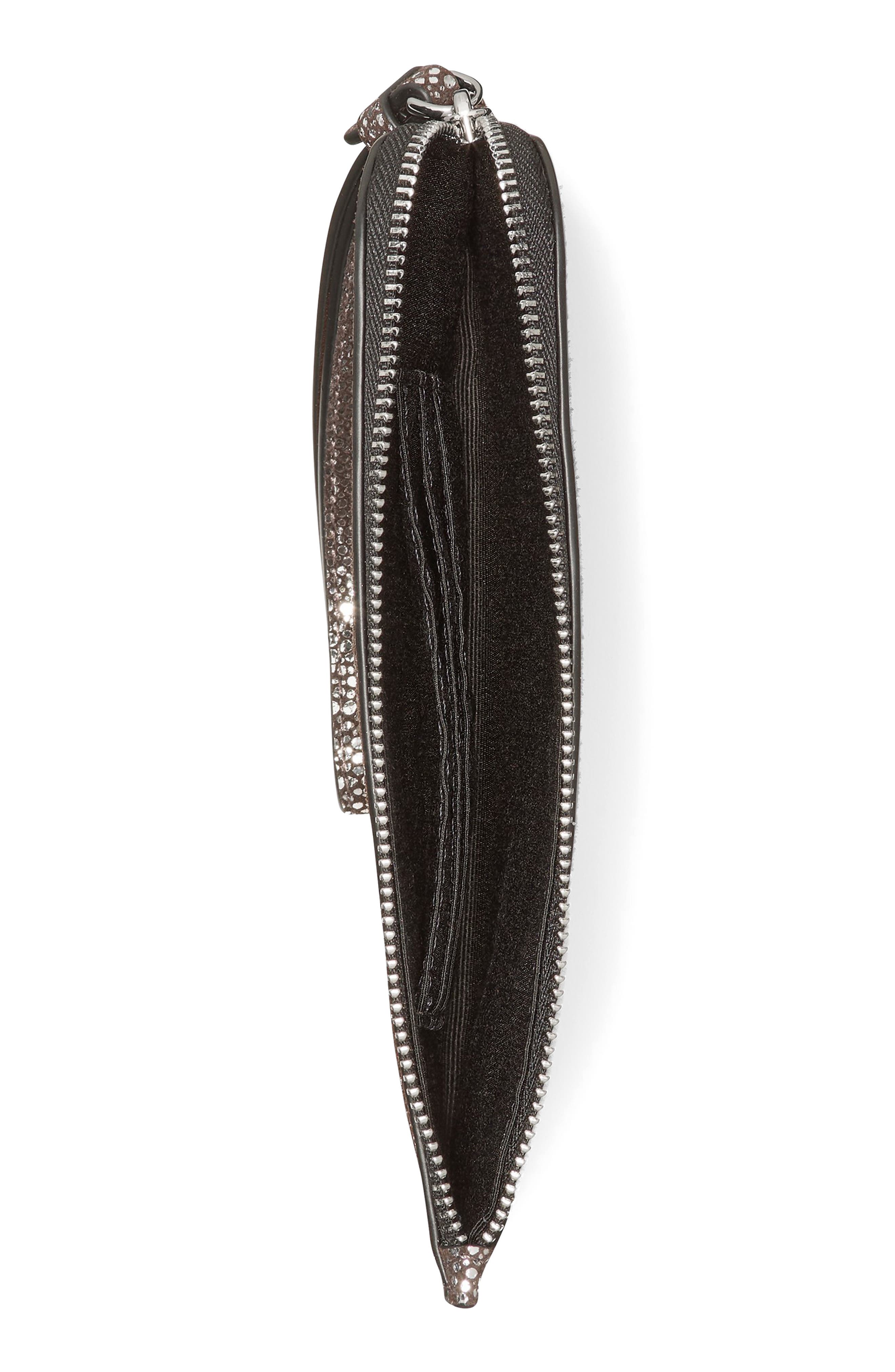 Zippy Metallic Dot Leather Wristlet, Alternate, color, HOT FUDGE METALLIC