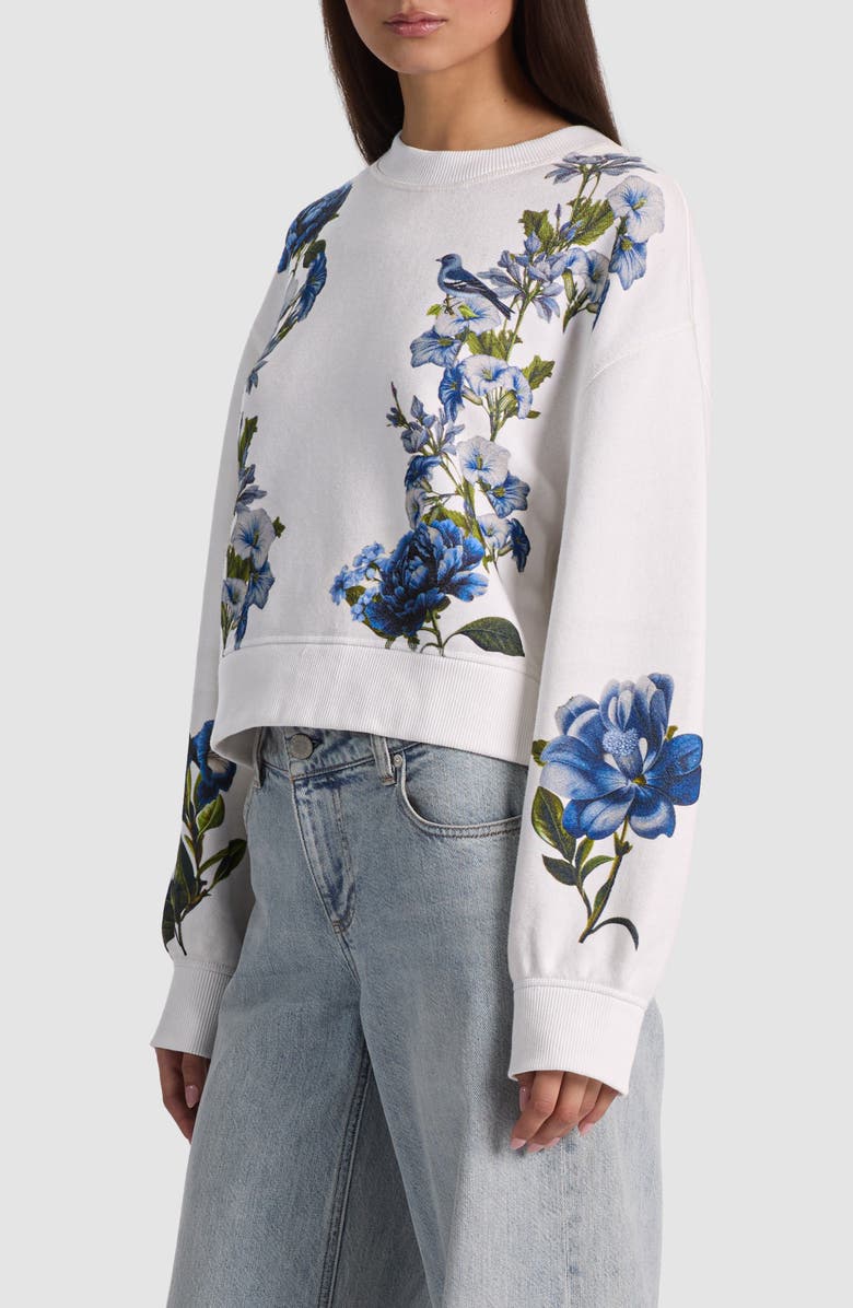 Alice + Olivia Russel Floral Print Sweatshirt, Alternate, color, American Beauty Off White