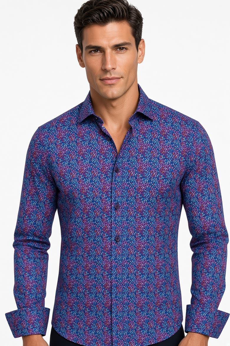 Bitto Print Button-Up Long Sleeve Shirt, Alternate, color, White Multicolor