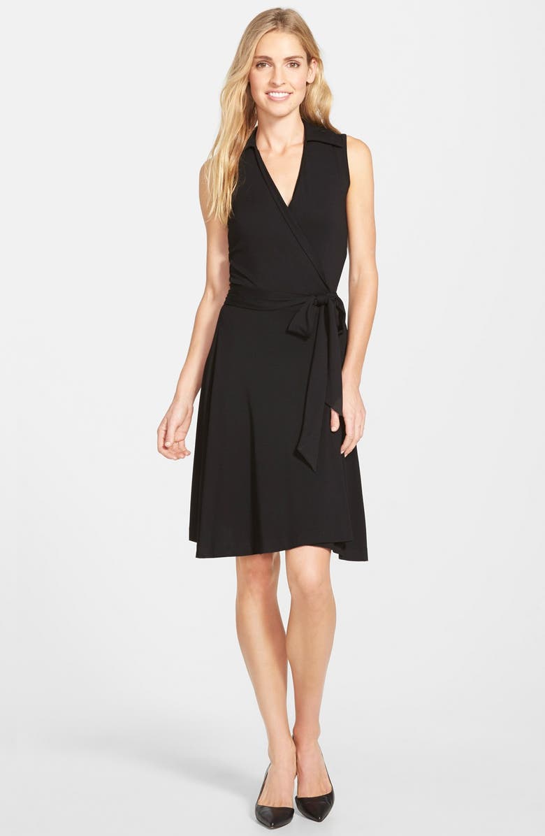 Vince Camuto Sleeveless Wrap Jersey Dress, Main, color, 