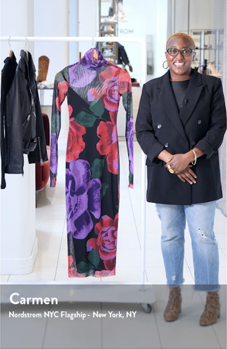 Shailene Turtleneck Long Sleeve Mesh Dress, sales video thumbnail