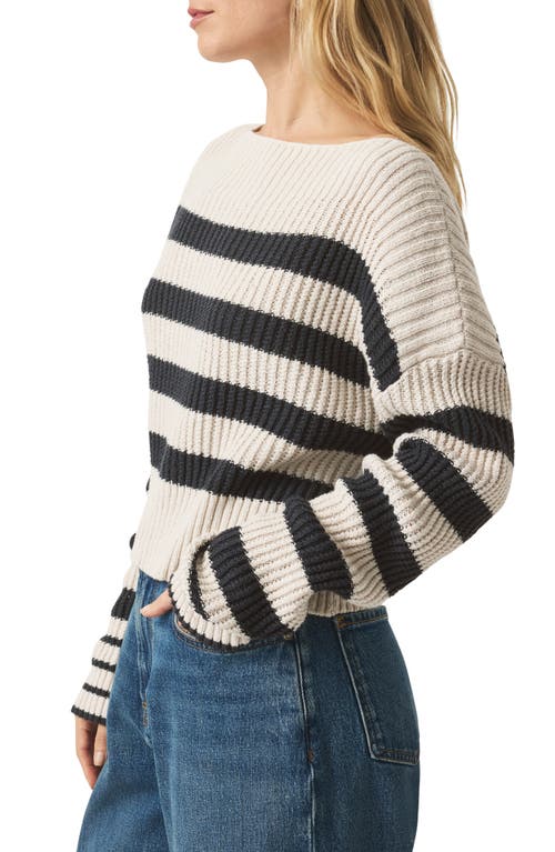 Splendid Olivia Stripe Crop Cotton Sweater In Lead Stripe