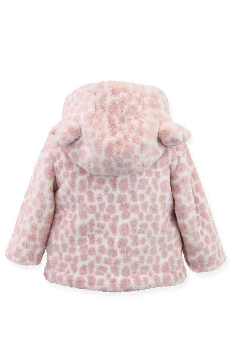 Widgeon Faux Fur Hooded Zip Front Snuggle Jacket, Alternate, color, Pink Giraffe