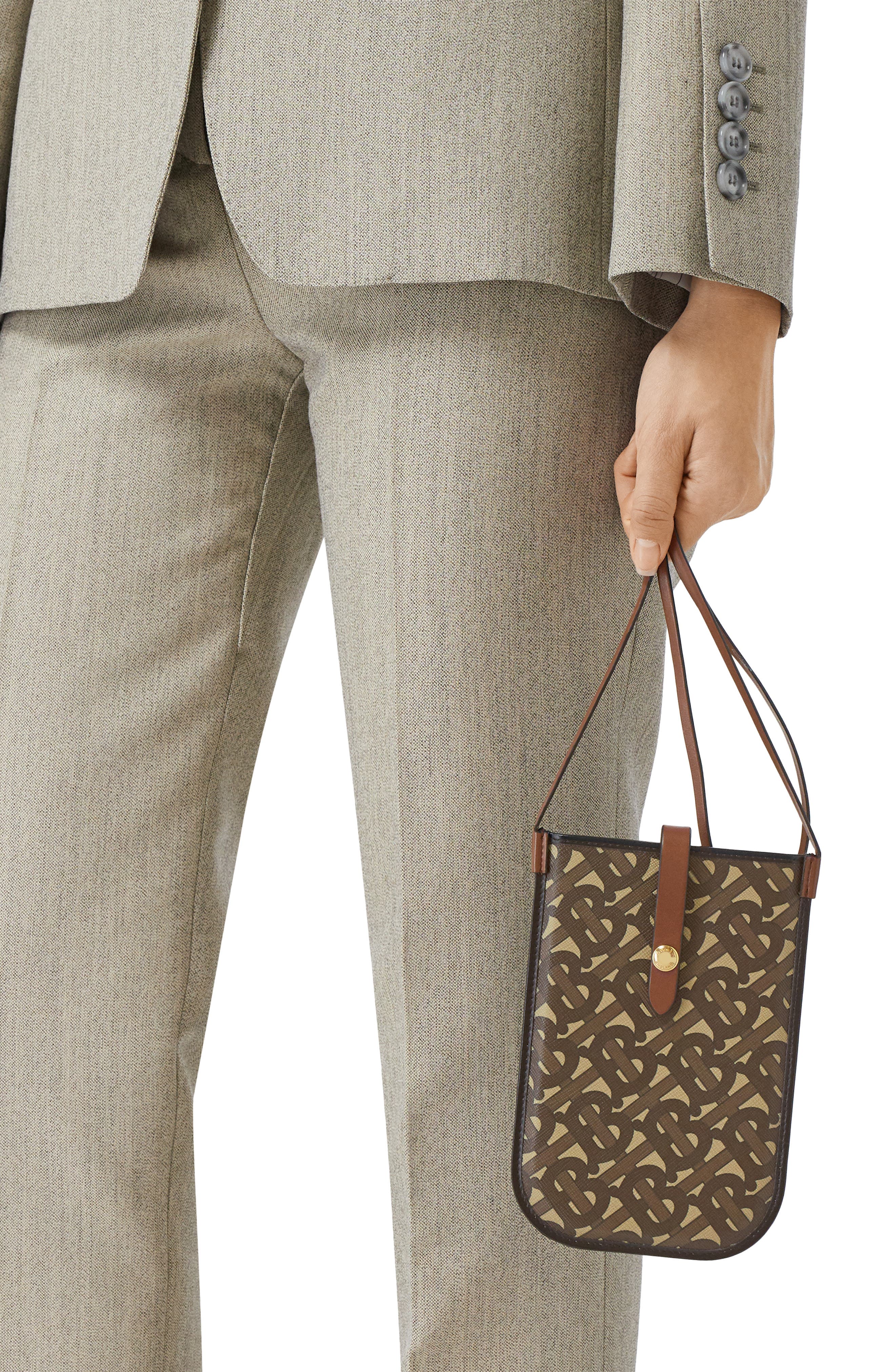 Burberry Anne Monogram Print E-Canvas & Leather Smartphone Crossbody Case, Alternate, color, 