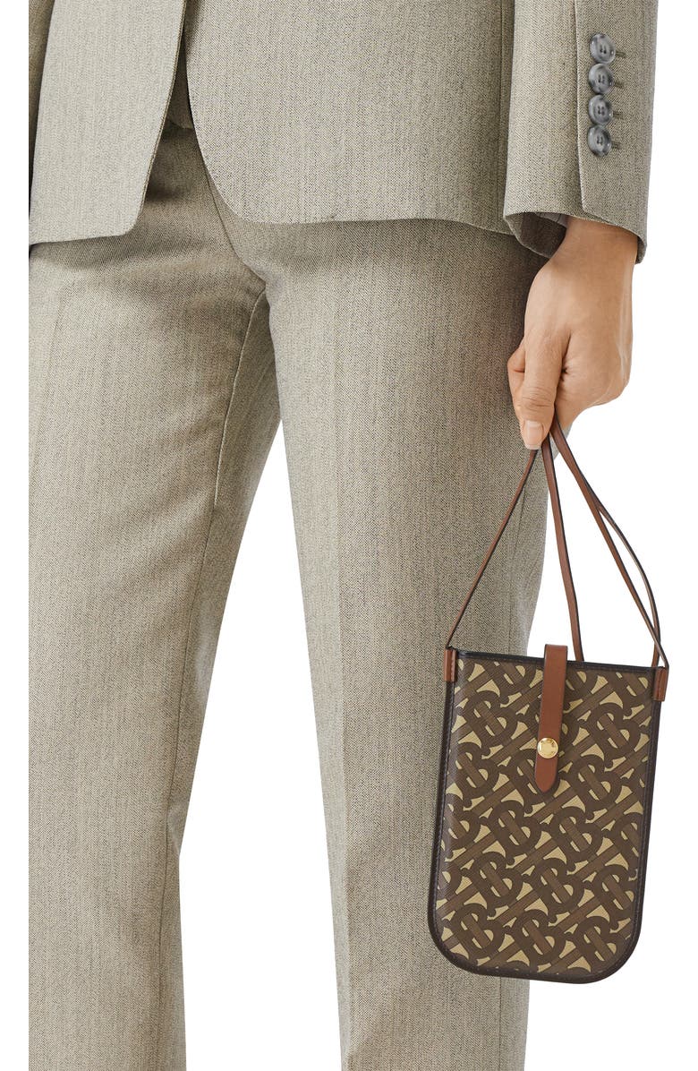 Burberry Anne Monogram Print E-Canvas & Leather Smartphone Crossbody Case, Alternate, color,