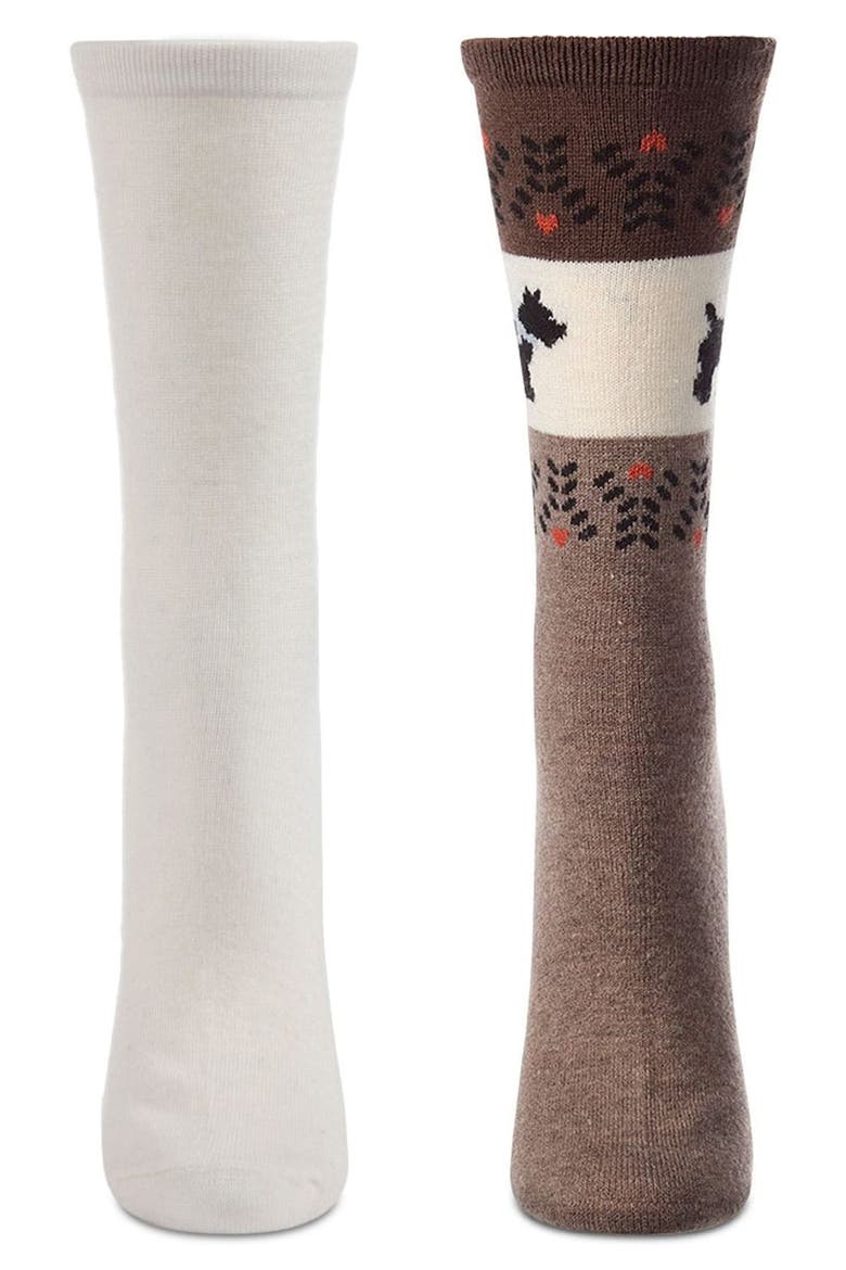 Assorted 2-Pack Crew Socks, Alternate, color, BROWN