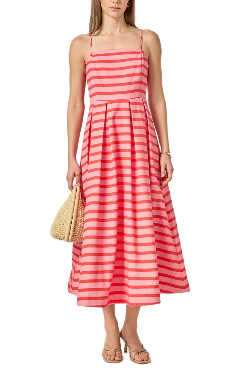English Factory Stripe Sleeveless Maxi Dress, Alternate, color, Pink/ Orange Stripe