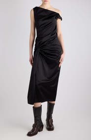 Dries Van Noten Dumas One-Shoulder Satin Midi Dress