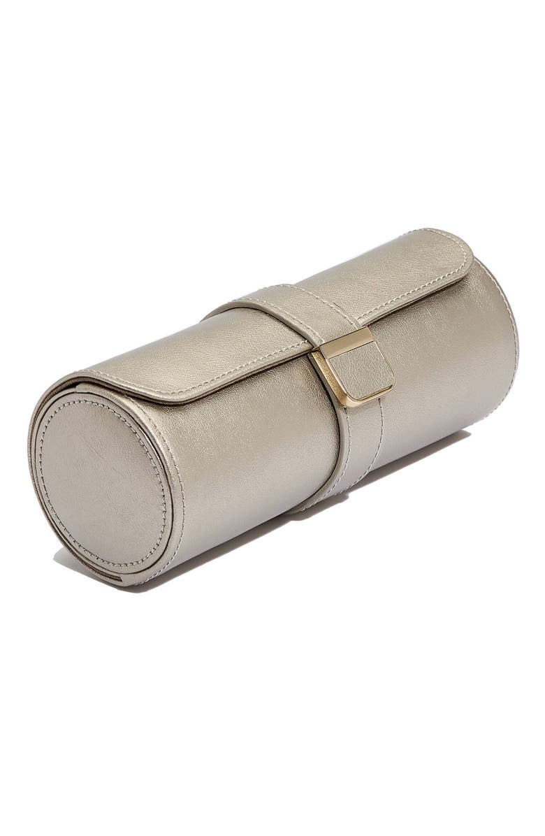 WOLF Palermo Double Watch Roll + Jewelry Pouch, Alternate, color, Pewter