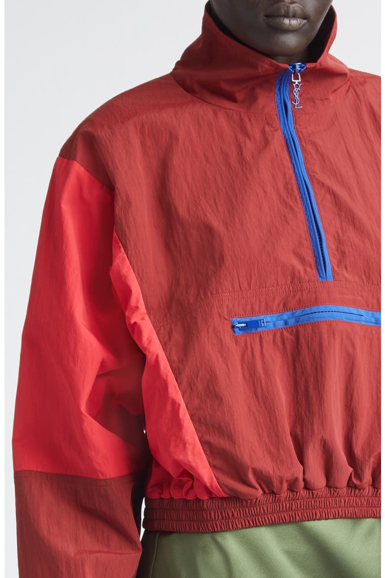 Cassandre Crop Nylon Faille Windbreaker, Alternate, color, ROUGE FONCE