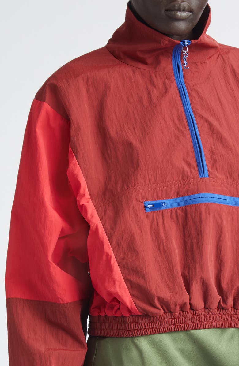 Saint Laurent Cassandre Crop Nylon Faille Windbreaker, Alternate, color,