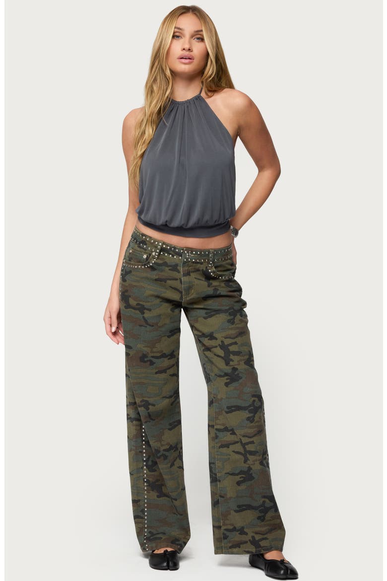 Kammy Halter Open Back Crop Top, Alternate, color, GRAY