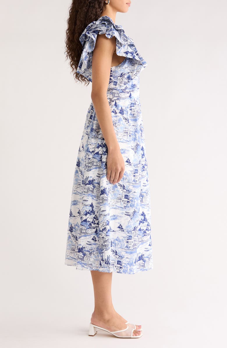 SUGARLIPS Francine Toile Sky Santana A-Line Dress, Alternate, color, 