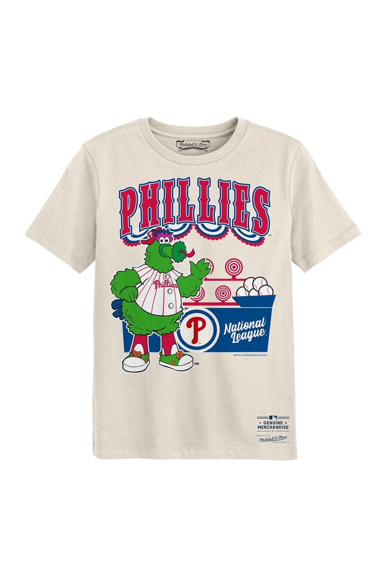 Preschool Mitchell & Ness  Cream Philadelphia Phillies Step Back Up T-Shirt, Main, color, Cream