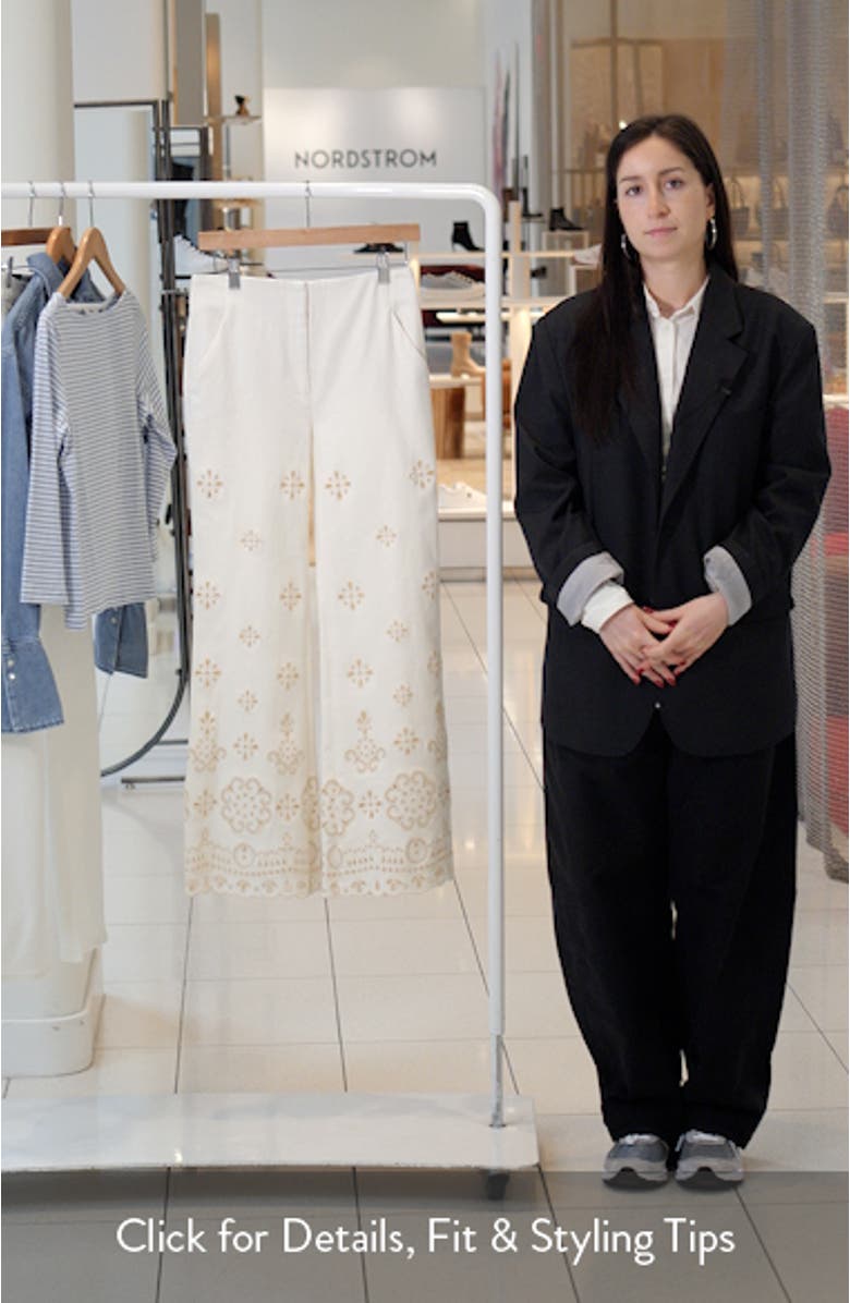 Komi Embroidered Wide Leg Denim Pants, sales video thumbnail