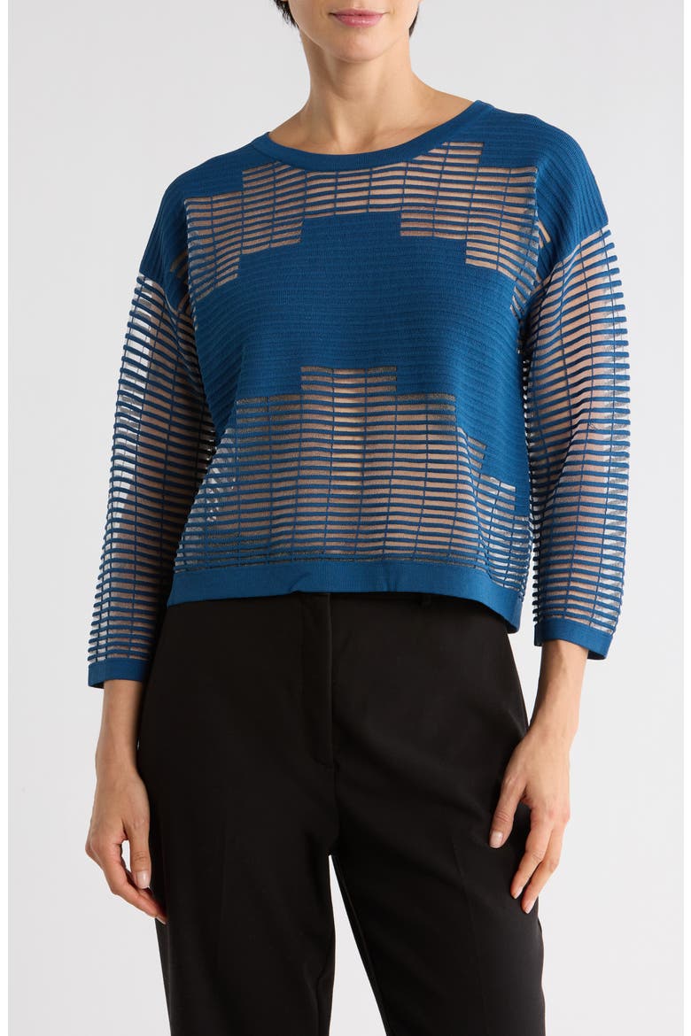 Illusion Mesh Sweater, Main, color, TEAL