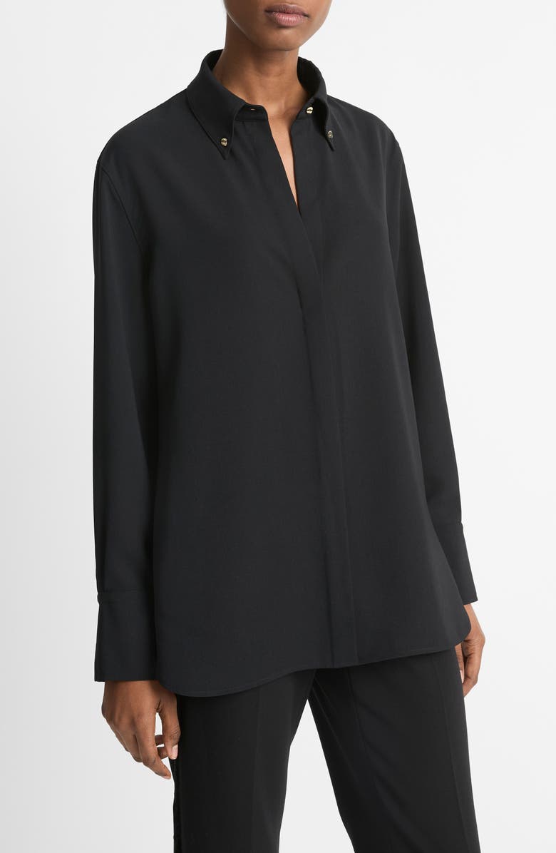Vince Stud Collar Detail Button-Down Shirt, Alternate, color, Black