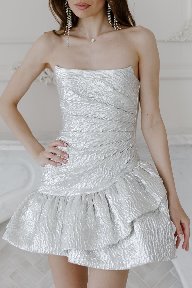 Nicky Mini Dress, Alternate, color, Metallic Silver