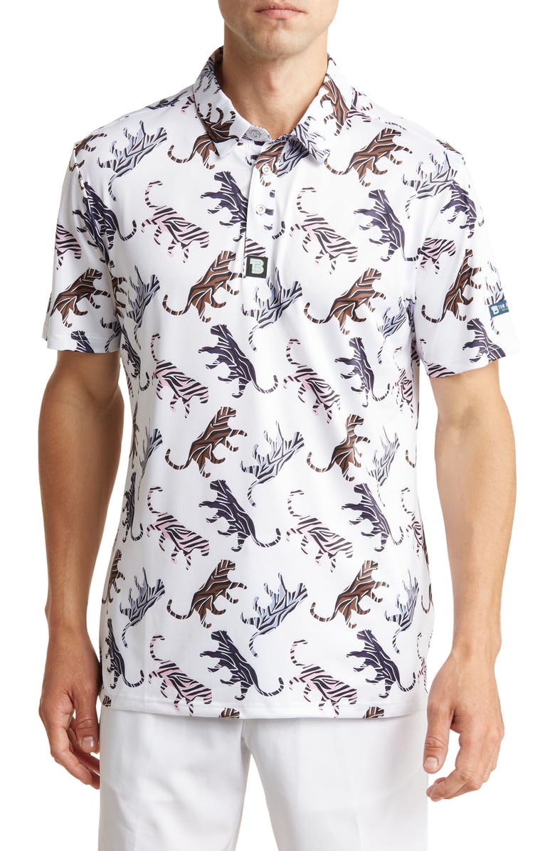 TOM BAINE Patterned Slim Fit Performance Golf Polo, Main, color,